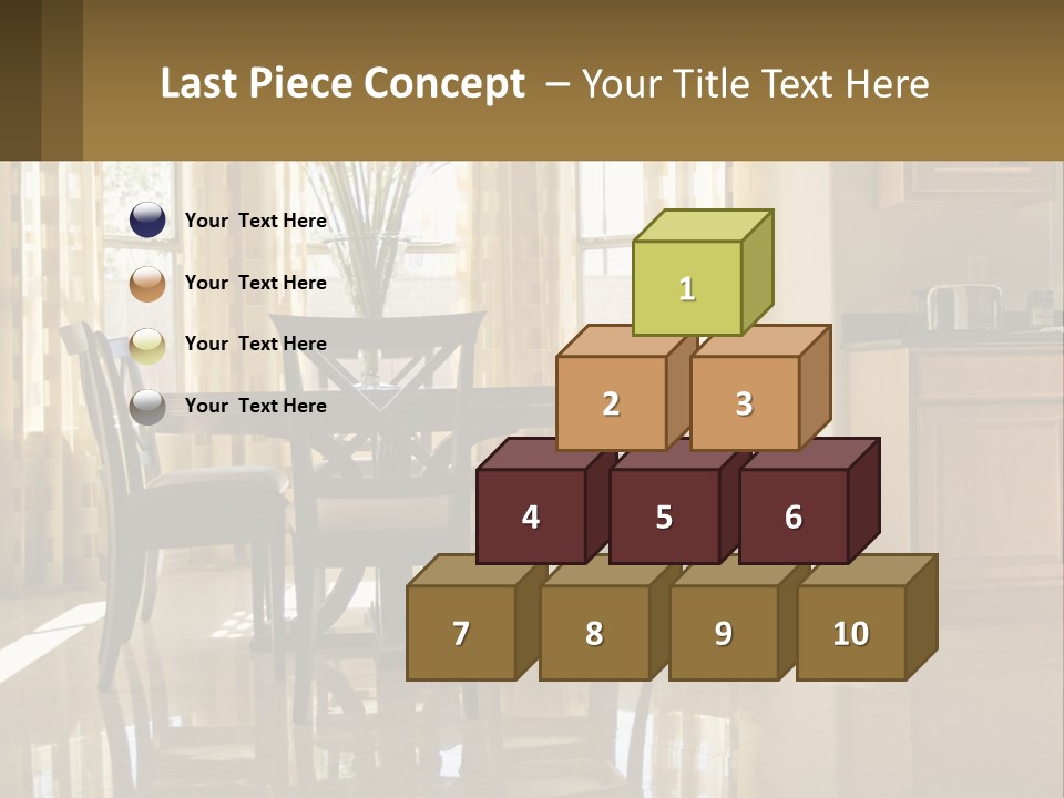 A Dining Room Table With Chairs And A Vase Of Flowers PowerPoint Template