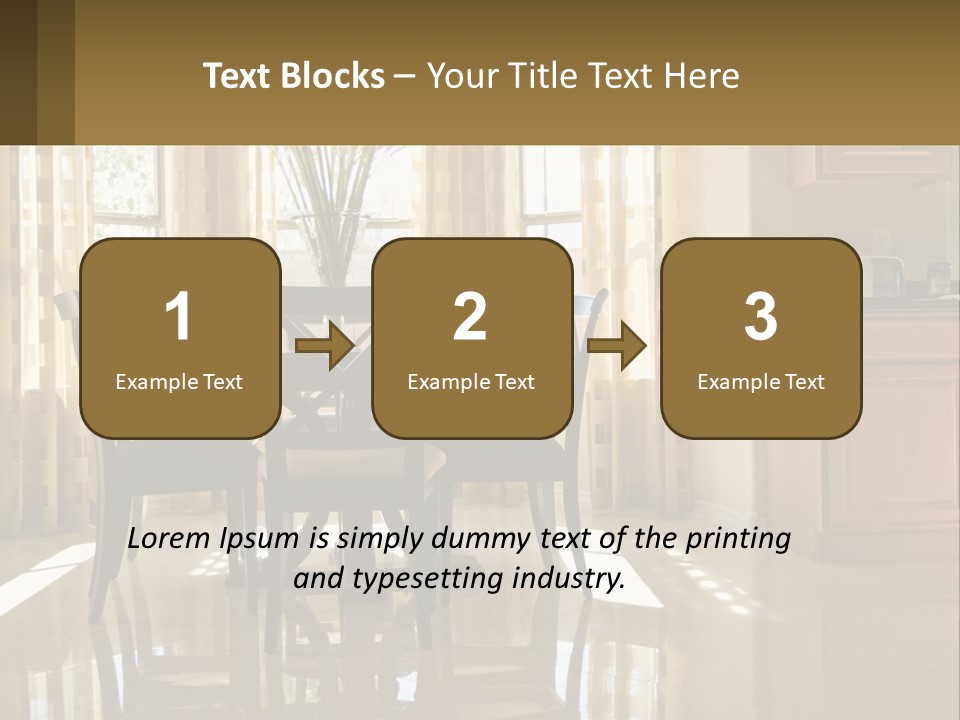 A Dining Room Table With Chairs And A Vase Of Flowers PowerPoint Template