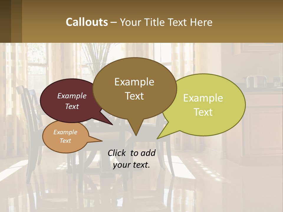 A Dining Room Table With Chairs And A Vase Of Flowers PowerPoint Template