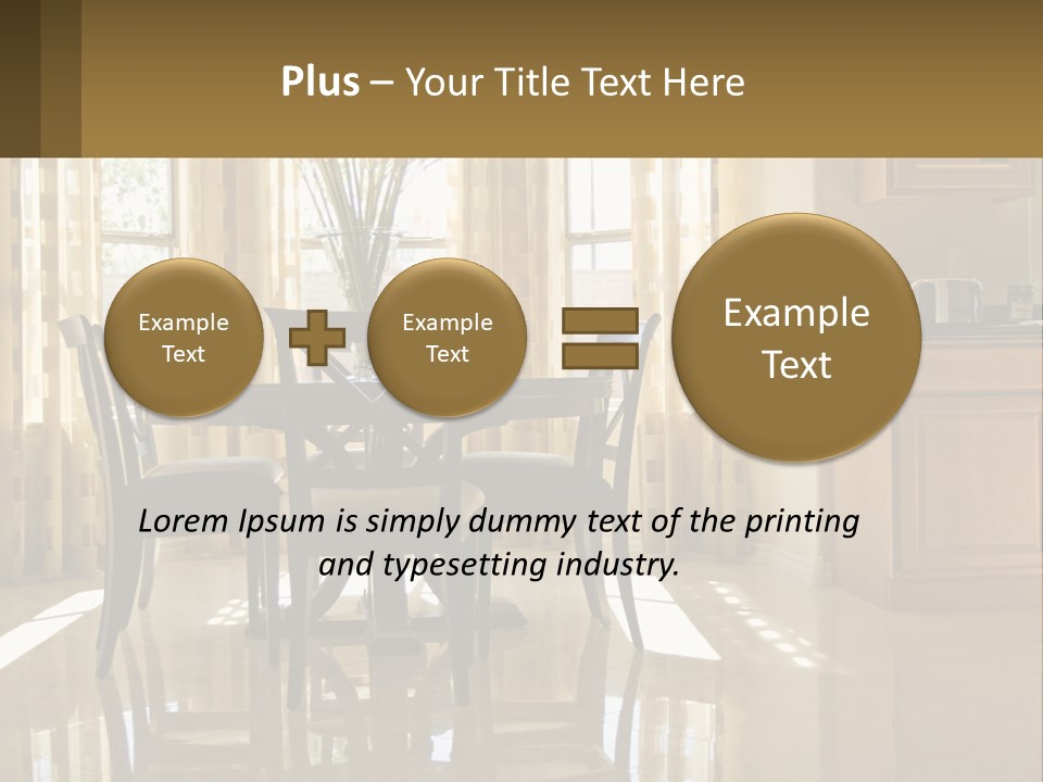 A Dining Room Table With Chairs And A Vase Of Flowers PowerPoint Template