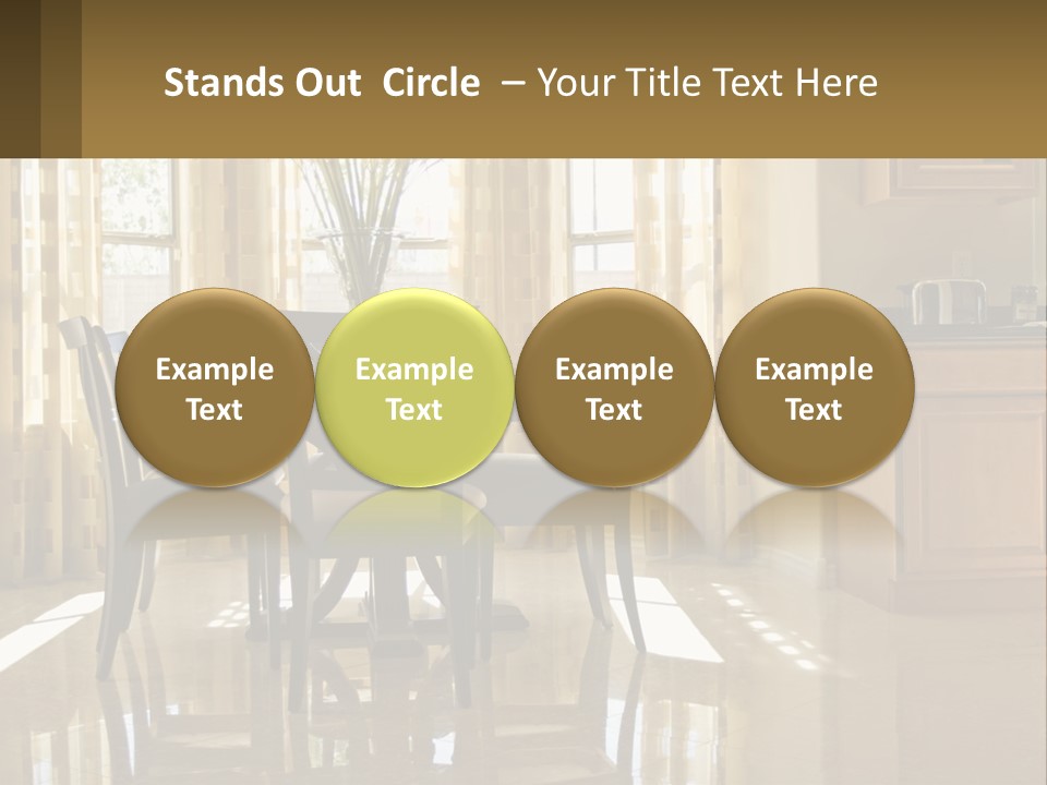 A Dining Room Table With Chairs And A Vase Of Flowers PowerPoint Template