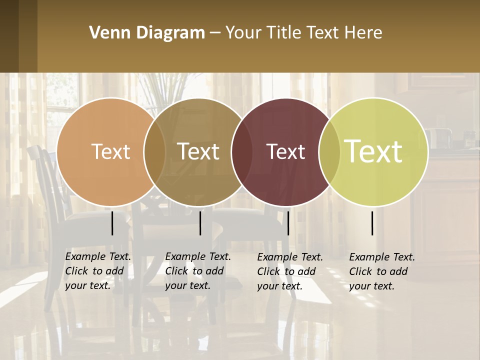 A Dining Room Table With Chairs And A Vase Of Flowers PowerPoint Template