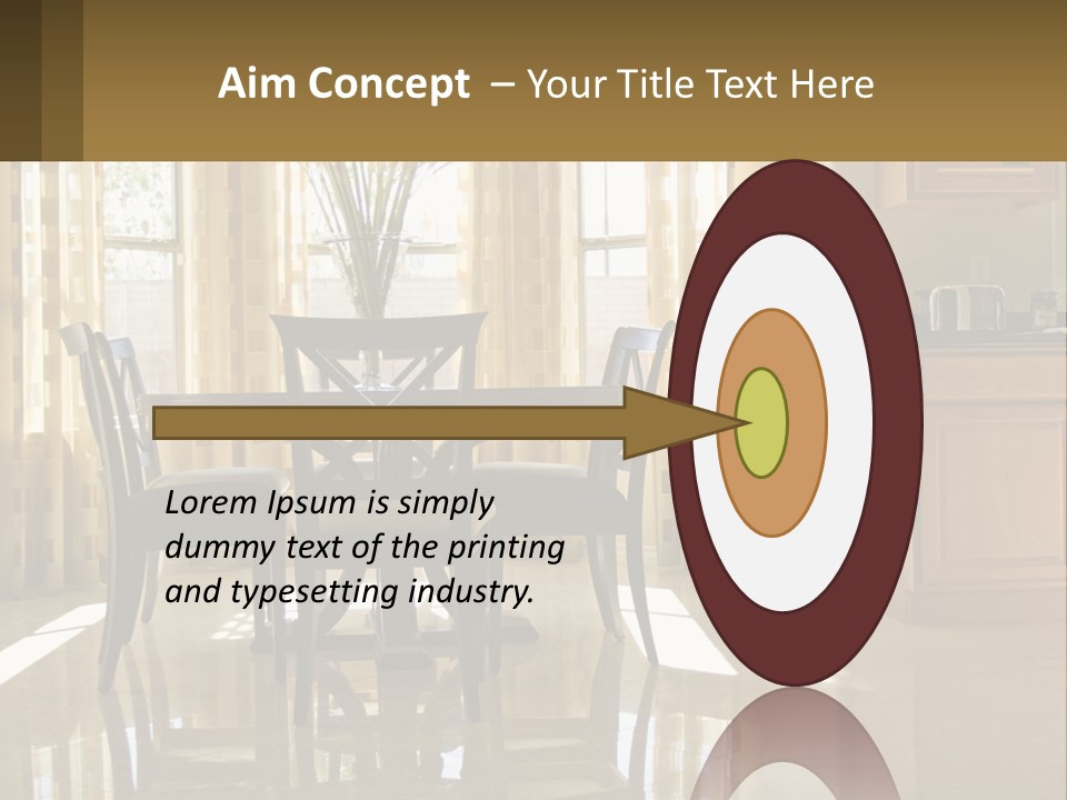 A Dining Room Table With Chairs And A Vase Of Flowers PowerPoint Template