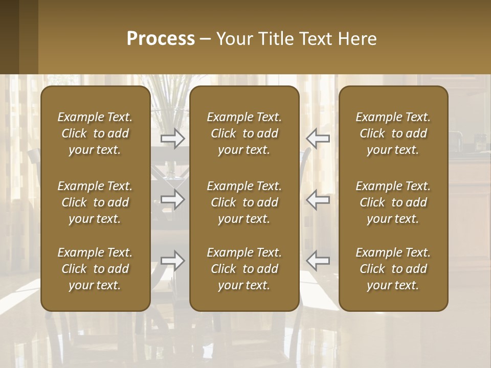 A Dining Room Table With Chairs And A Vase Of Flowers PowerPoint Template