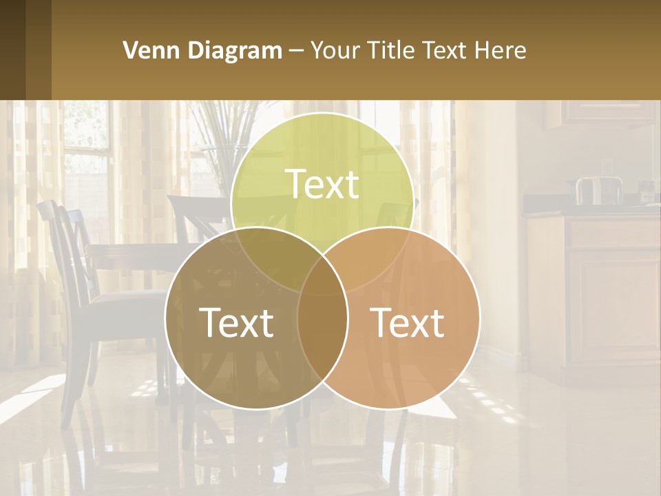 A Dining Room Table With Chairs And A Vase Of Flowers PowerPoint Template