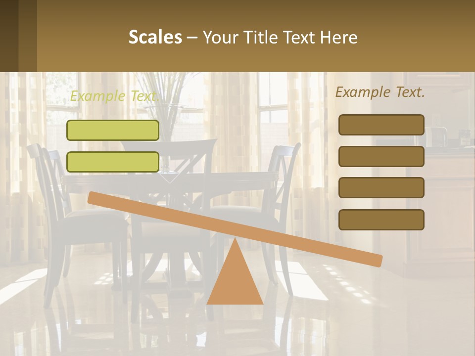 A Dining Room Table With Chairs And A Vase Of Flowers PowerPoint Template