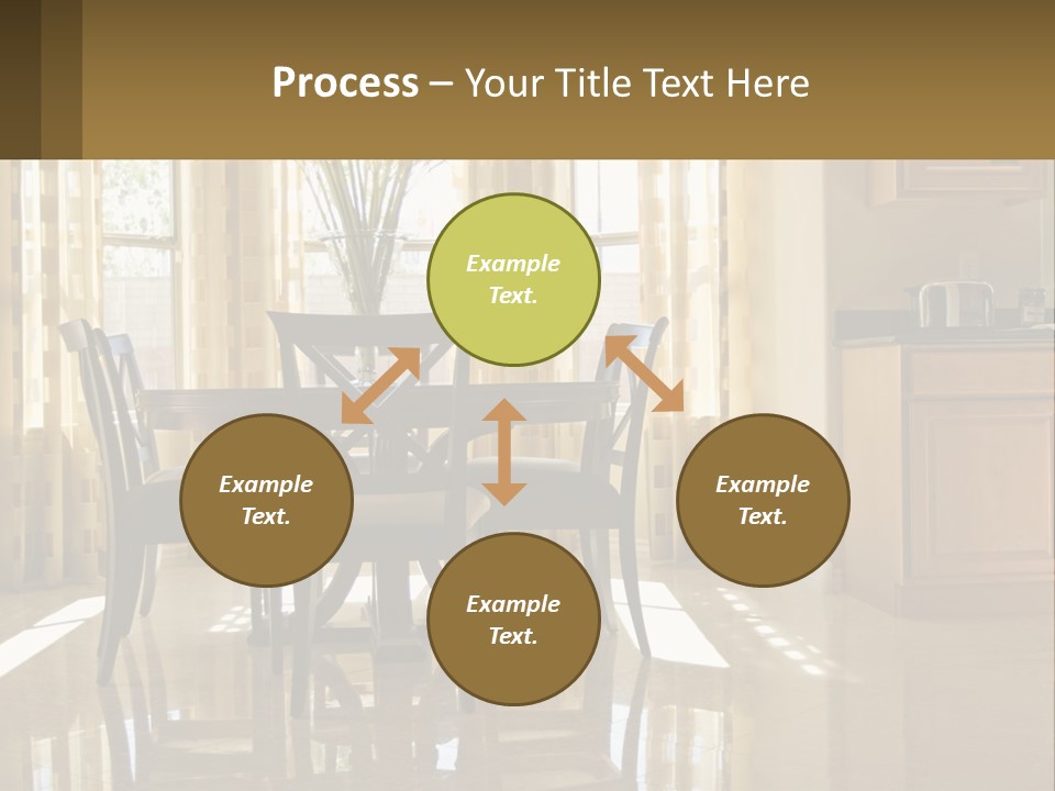 A Dining Room Table With Chairs And A Vase Of Flowers PowerPoint Template