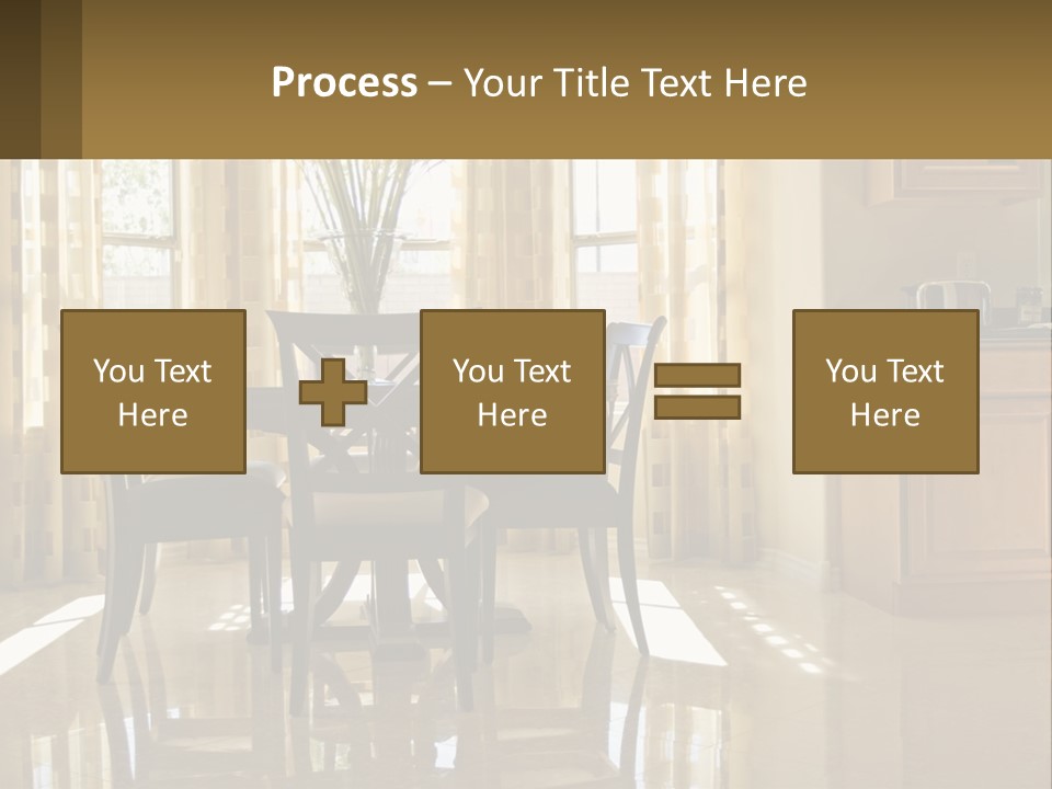 A Dining Room Table With Chairs And A Vase Of Flowers PowerPoint Template