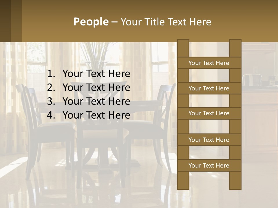 A Dining Room Table With Chairs And A Vase Of Flowers PowerPoint Template