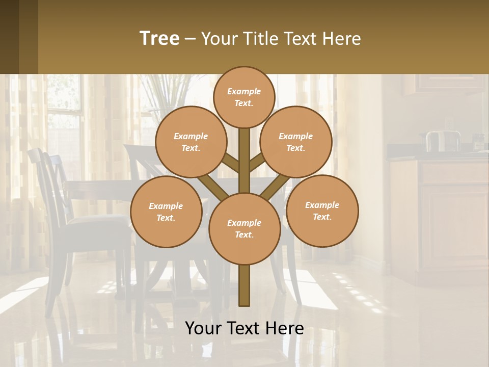 A Dining Room Table With Chairs And A Vase Of Flowers PowerPoint Template