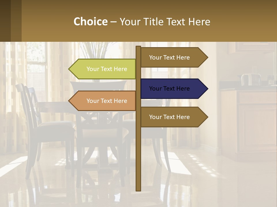 A Dining Room Table With Chairs And A Vase Of Flowers PowerPoint Template