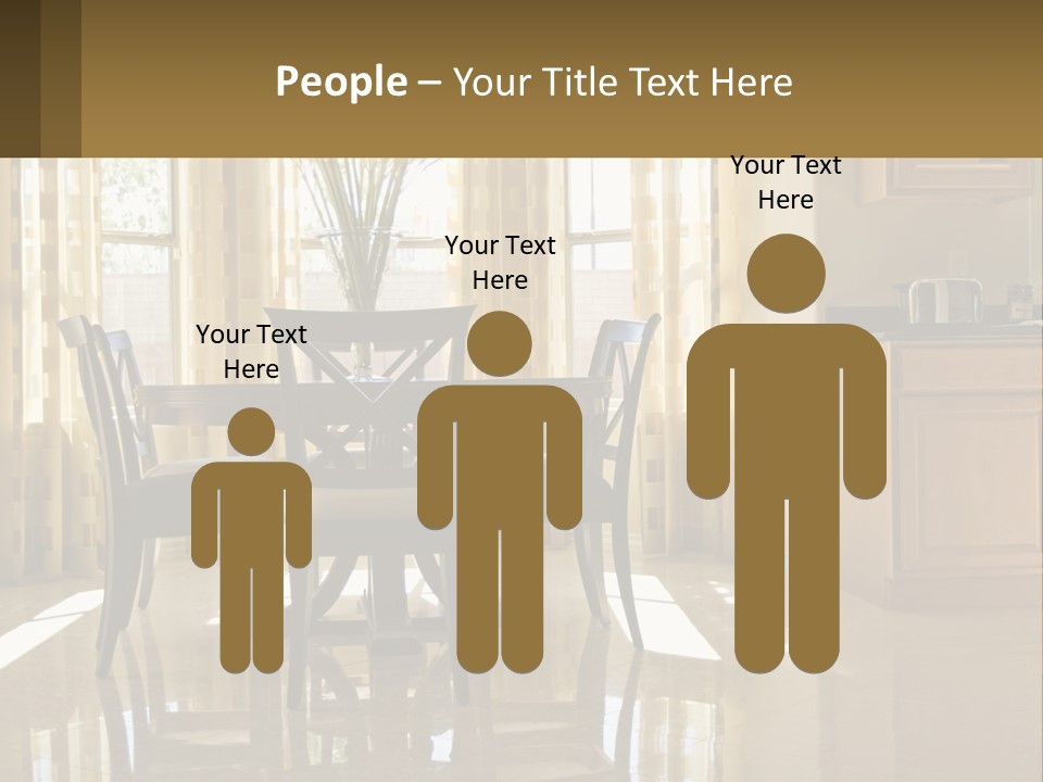 A Dining Room Table With Chairs And A Vase Of Flowers PowerPoint Template