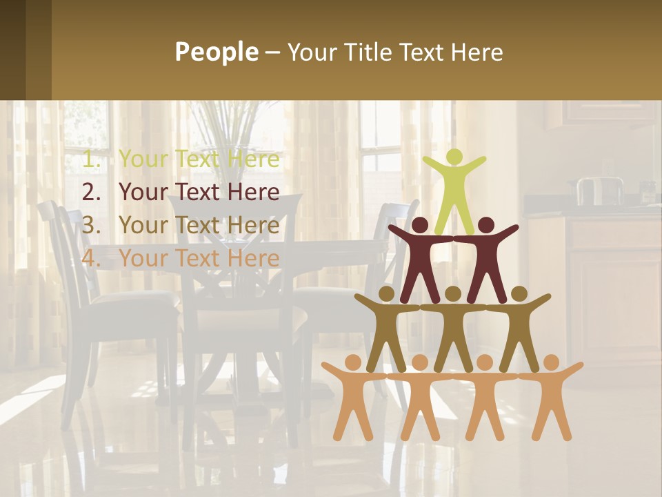 A Dining Room Table With Chairs And A Vase Of Flowers PowerPoint Template