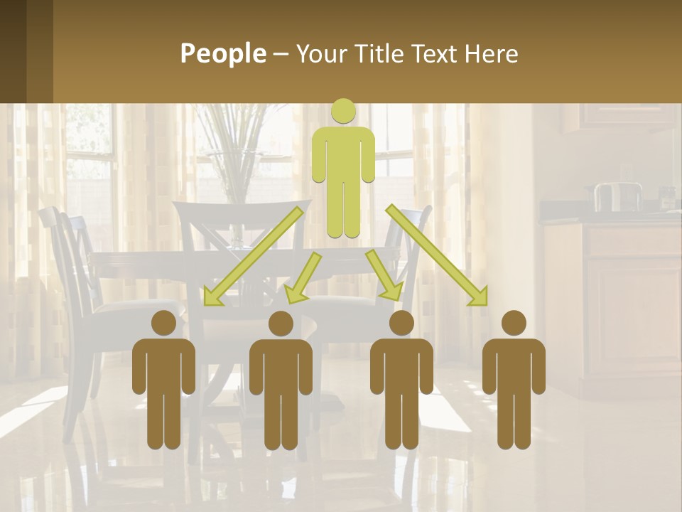 A Dining Room Table With Chairs And A Vase Of Flowers PowerPoint Template