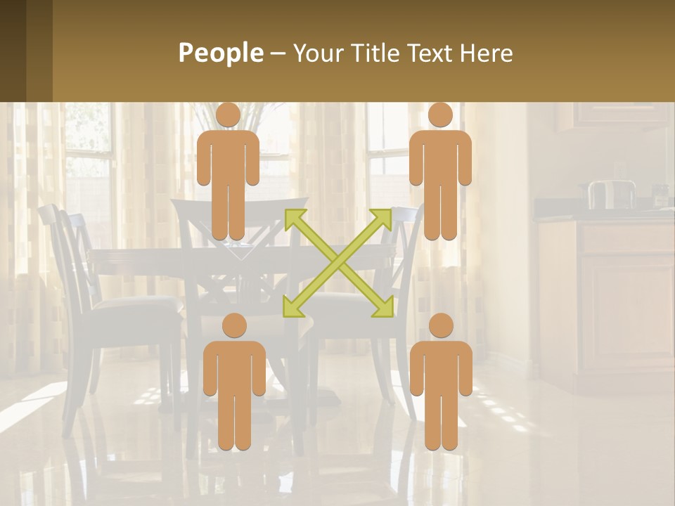 A Dining Room Table With Chairs And A Vase Of Flowers PowerPoint Template