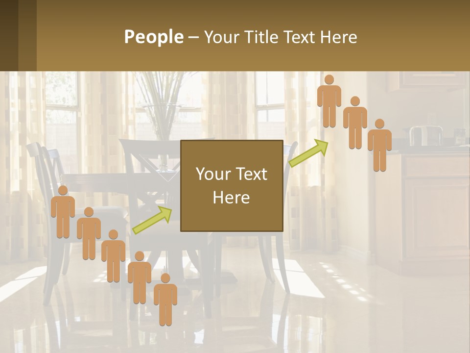 A Dining Room Table With Chairs And A Vase Of Flowers PowerPoint Template