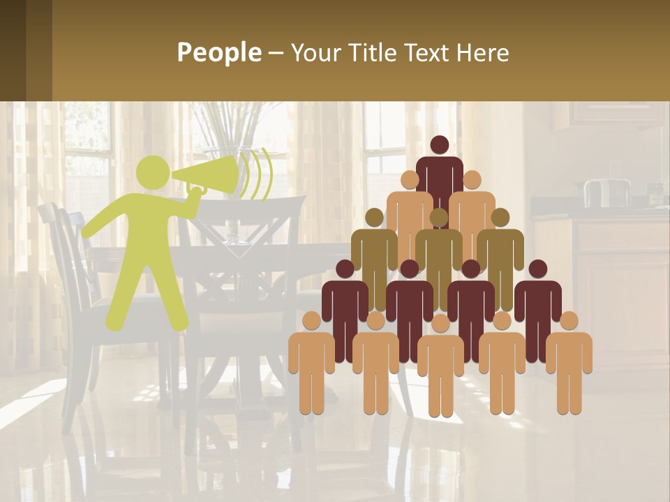 A Dining Room Table With Chairs And A Vase Of Flowers PowerPoint Template