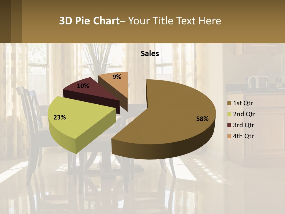 A Dining Room Table With Chairs And A Vase Of Flowers PowerPoint Template