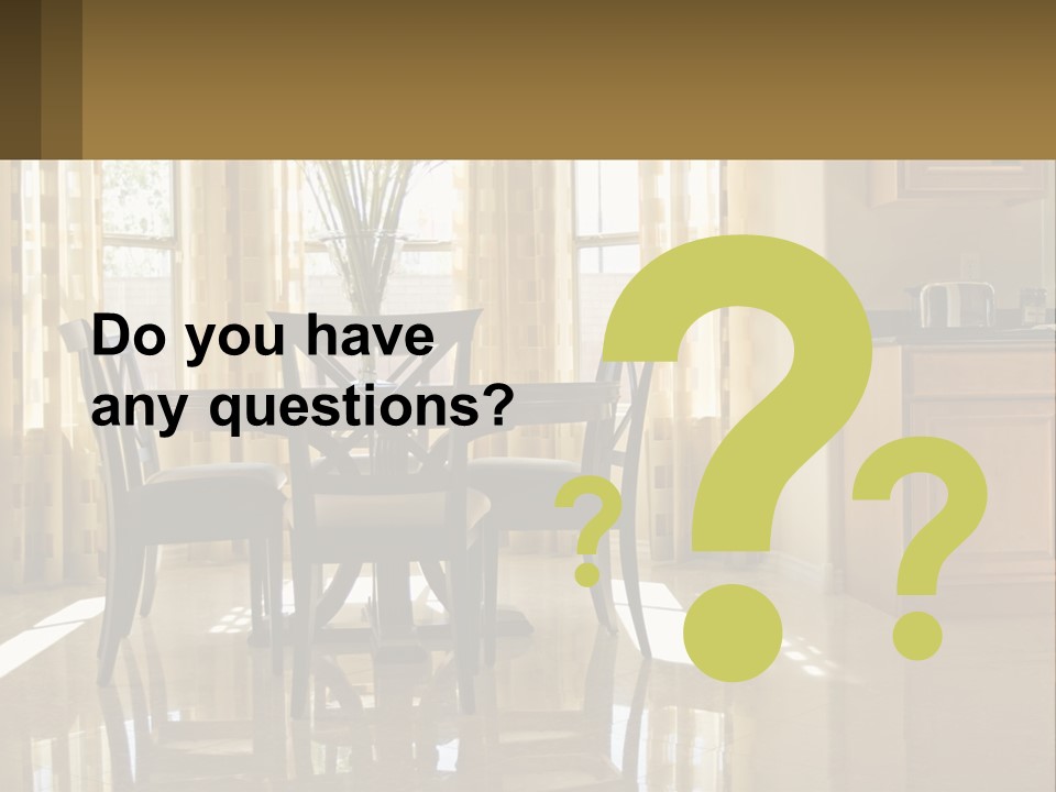 A Dining Room Table With Chairs And A Vase Of Flowers PowerPoint Template