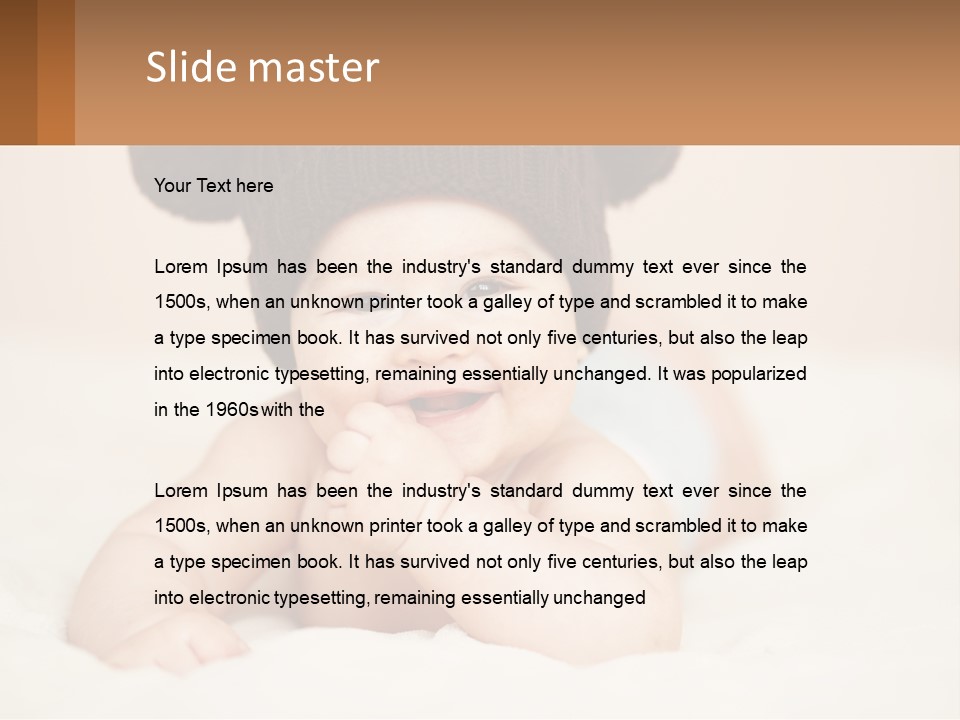 A Baby Wearing A Brown Hat Laying On Top Of A Bed PowerPoint Template