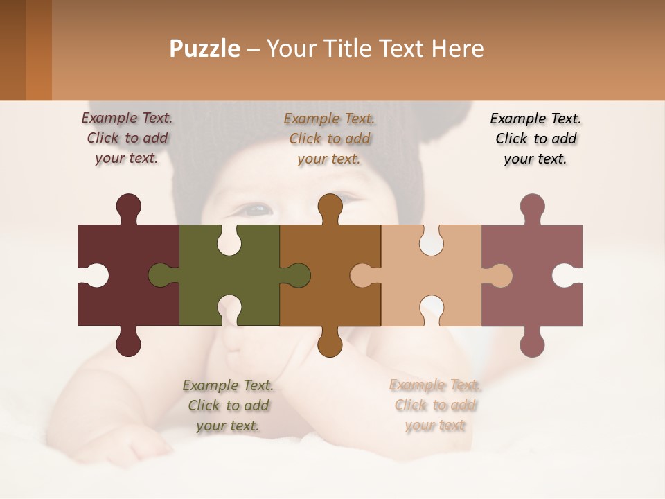 A Baby Wearing A Brown Hat Laying On Top Of A Bed PowerPoint Template