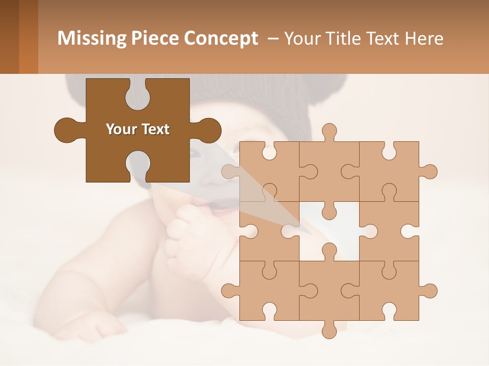 A Baby Wearing A Brown Hat Laying On Top Of A Bed PowerPoint Template