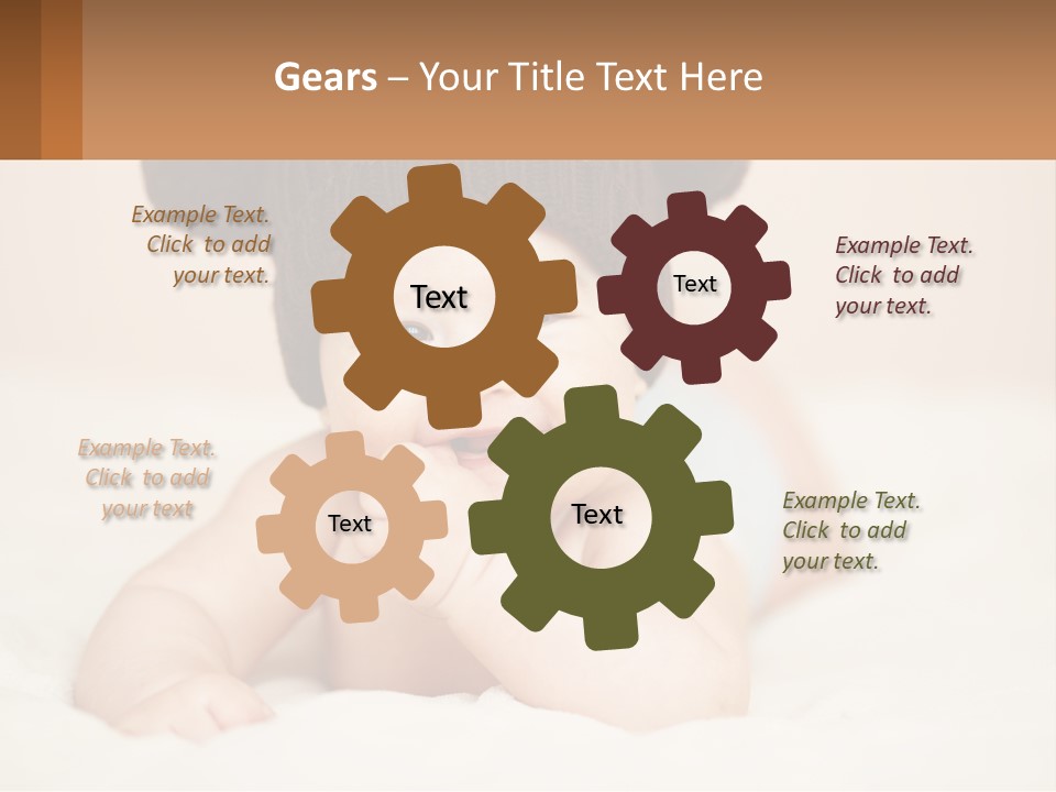 A Baby Wearing A Brown Hat Laying On Top Of A Bed PowerPoint Template