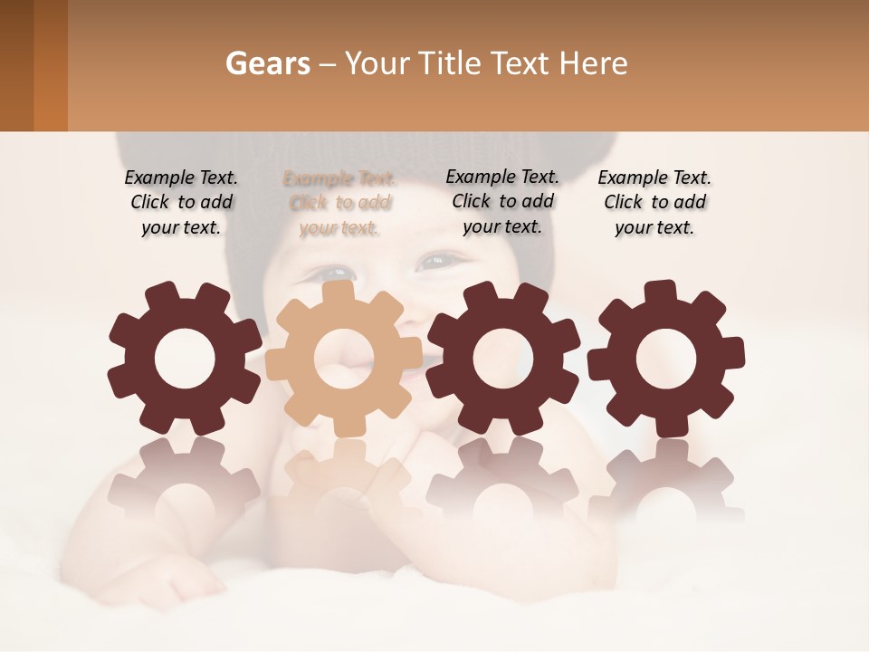 A Baby Wearing A Brown Hat Laying On Top Of A Bed PowerPoint Template