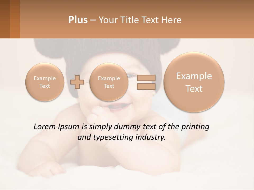 A Baby Wearing A Brown Hat Laying On Top Of A Bed PowerPoint Template