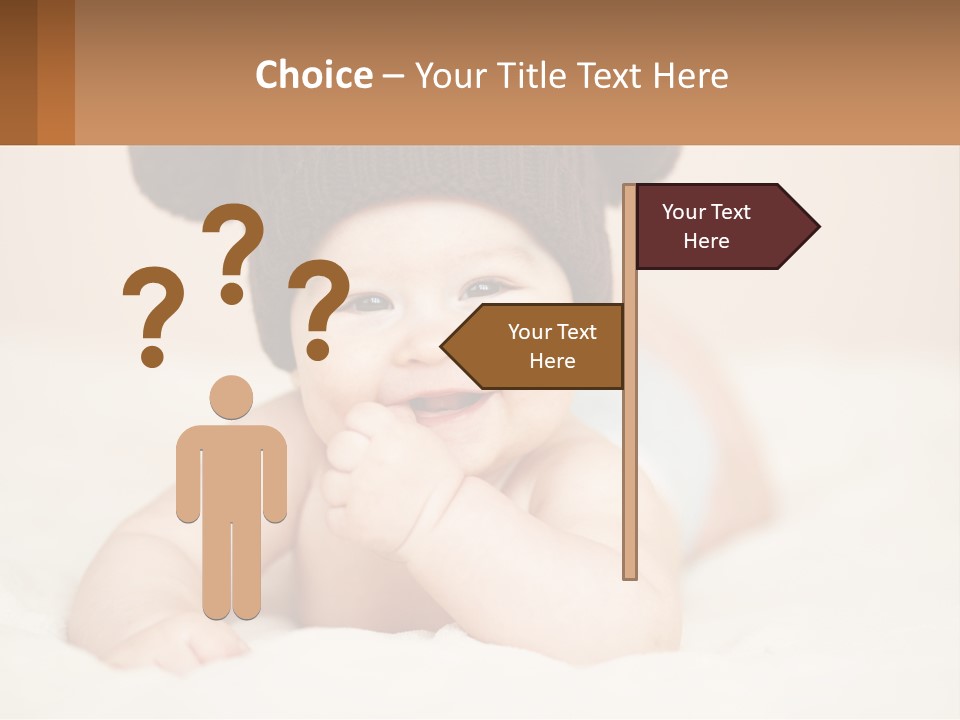 A Baby Wearing A Brown Hat Laying On Top Of A Bed PowerPoint Template
