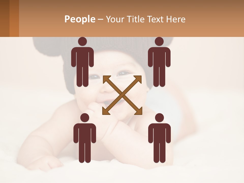 A Baby Wearing A Brown Hat Laying On Top Of A Bed PowerPoint Template