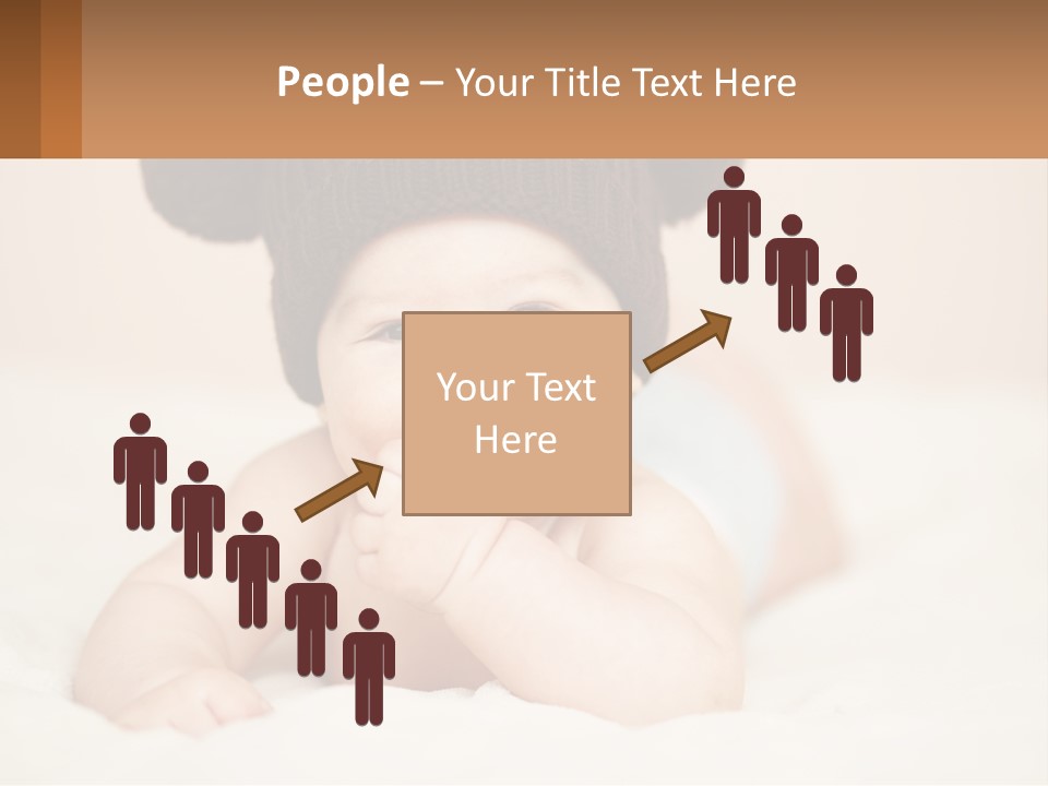 A Baby Wearing A Brown Hat Laying On Top Of A Bed PowerPoint Template