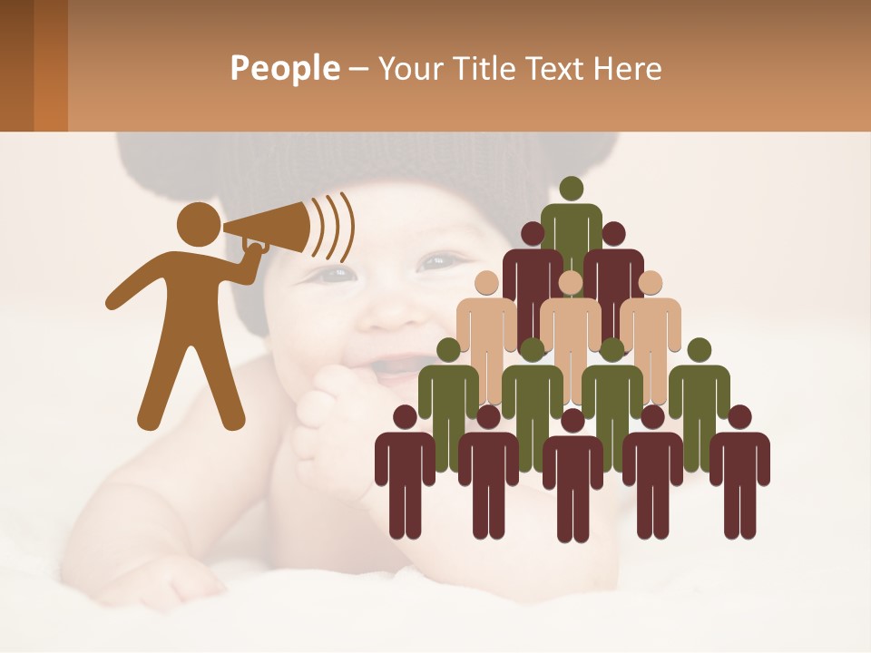 A Baby Wearing A Brown Hat Laying On Top Of A Bed PowerPoint Template