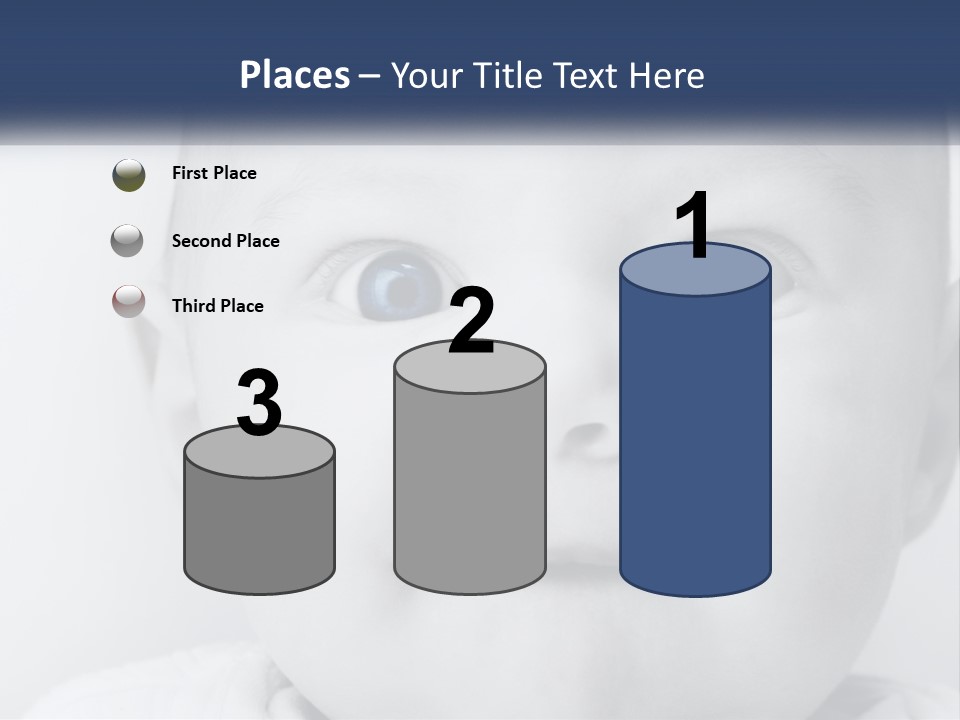 A Baby With Blue Eyes Is Looking At The Camera PowerPoint Template