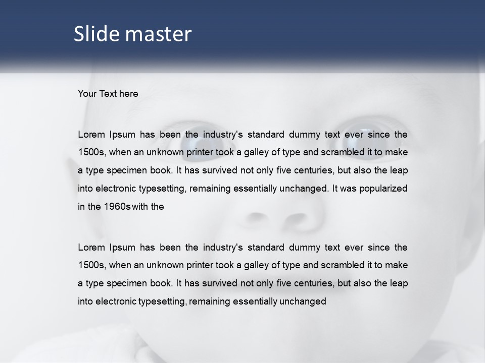 A Baby With Blue Eyes Is Looking At The Camera PowerPoint Template