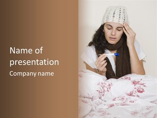 A Woman In Bed With Her Head In Her Hands PowerPoint Template