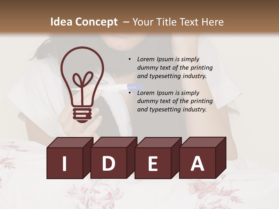 A Woman In Bed With Her Head In Her Hands PowerPoint Template