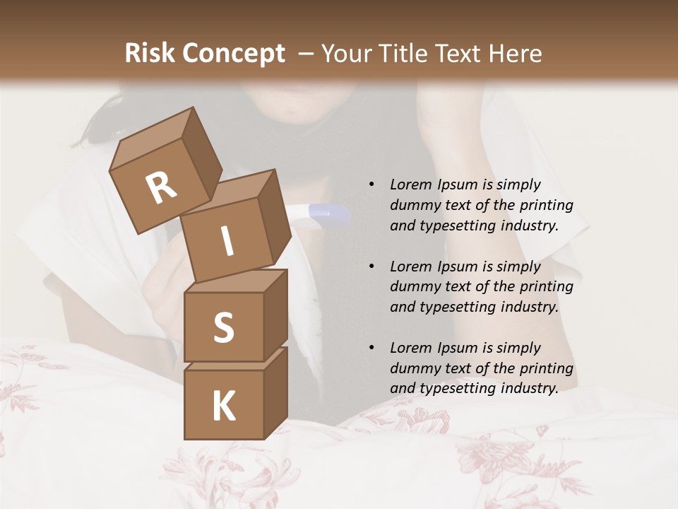 A Woman In Bed With Her Head In Her Hands PowerPoint Template