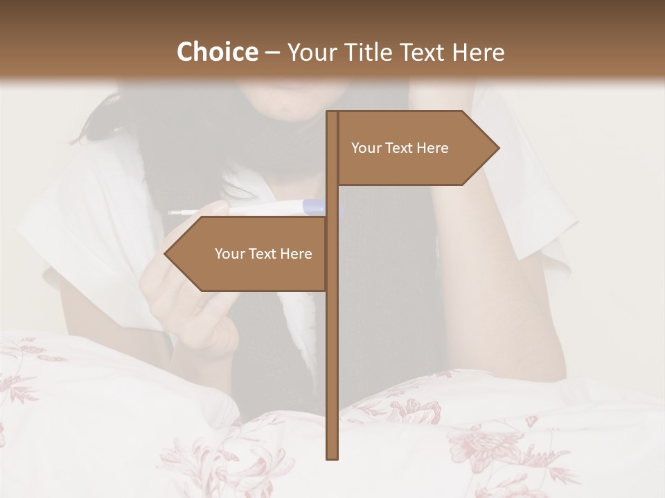 A Woman In Bed With Her Head In Her Hands PowerPoint Template