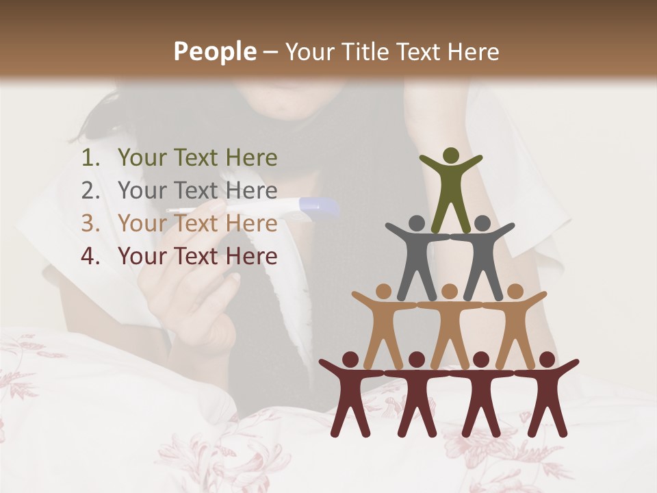 A Woman In Bed With Her Head In Her Hands PowerPoint Template