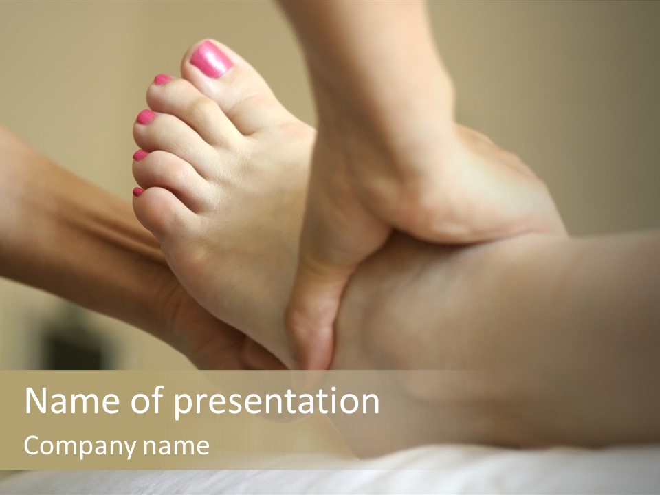 A Woman's Feet With Pink Nail Polish On Them PowerPoint Template