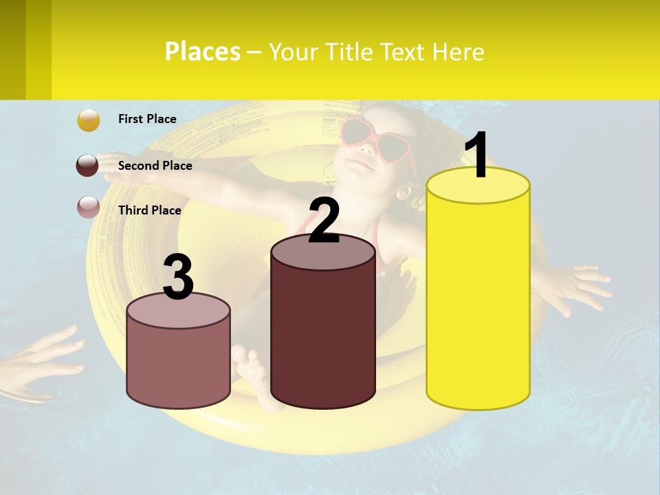 A Little Girl In A Red Swimsuit Floating On A Raft In A Pool PowerPoint Template