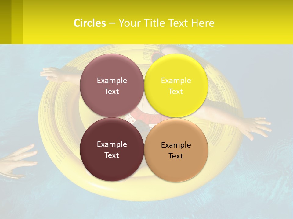 A Little Girl In A Red Swimsuit Floating On A Raft In A Pool PowerPoint Template