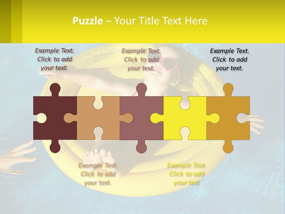 A Little Girl In A Red Swimsuit Floating On A Raft In A Pool PowerPoint Template