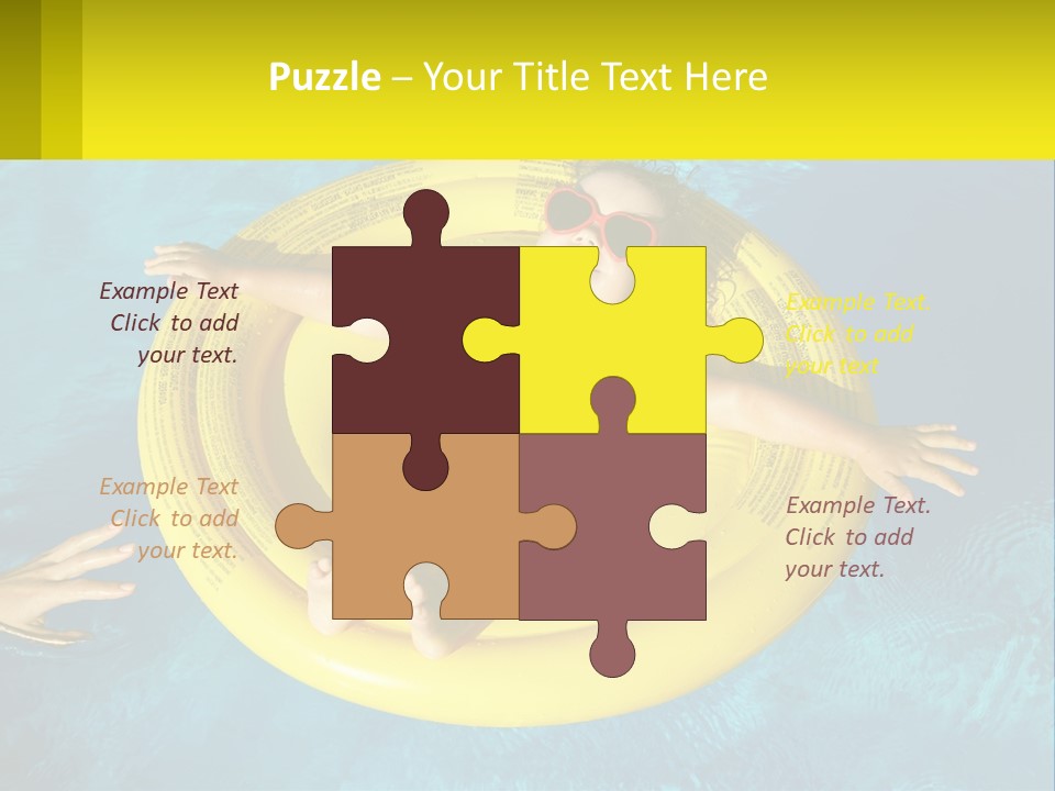 A Little Girl In A Red Swimsuit Floating On A Raft In A Pool PowerPoint Template