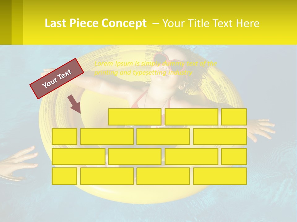 A Little Girl In A Red Swimsuit Floating On A Raft In A Pool PowerPoint Template