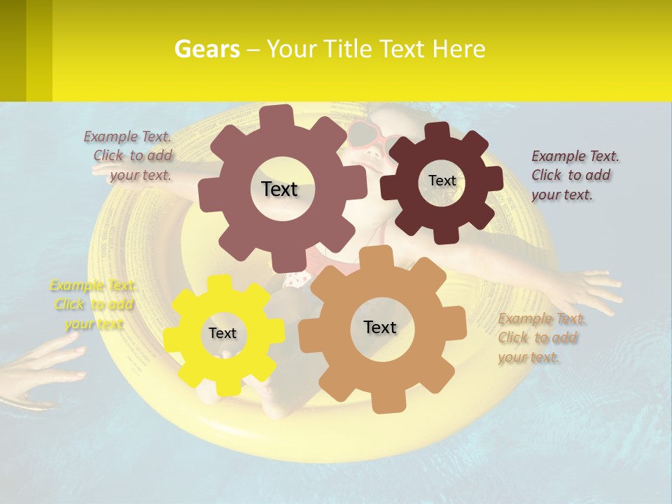 A Little Girl In A Red Swimsuit Floating On A Raft In A Pool PowerPoint Template