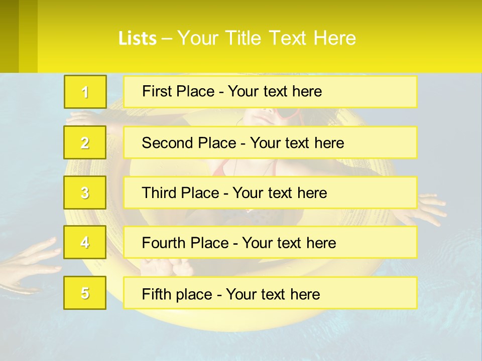 A Little Girl In A Red Swimsuit Floating On A Raft In A Pool PowerPoint Template