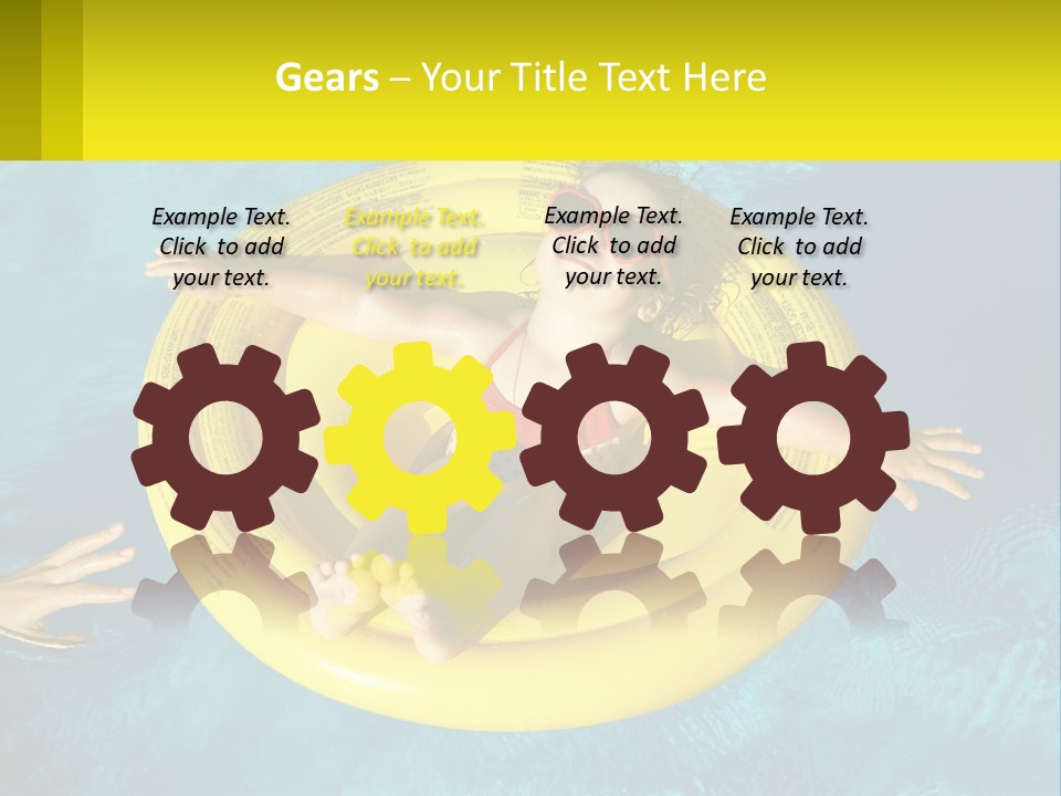 A Little Girl In A Red Swimsuit Floating On A Raft In A Pool PowerPoint Template