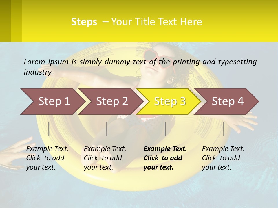 A Little Girl In A Red Swimsuit Floating On A Raft In A Pool PowerPoint Template